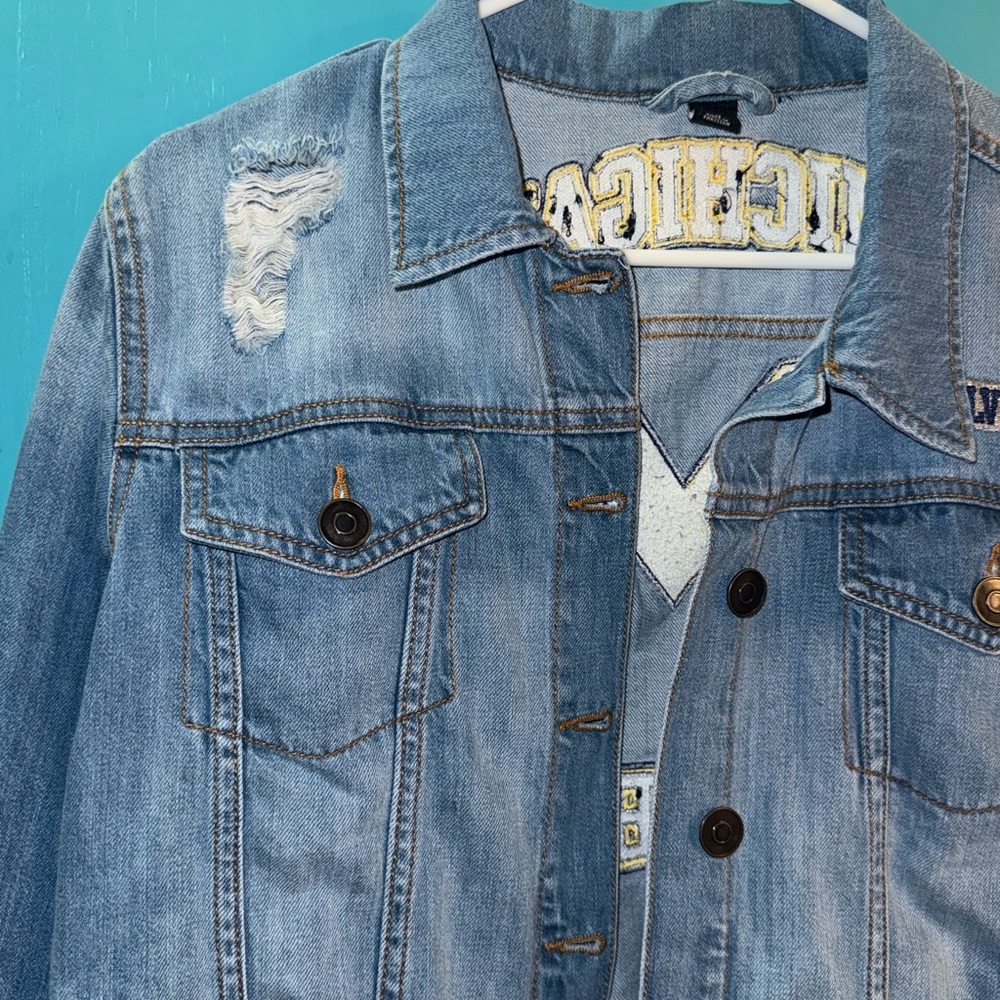Denim Jacket with Michigan Wolverines - Picture 4 of 6